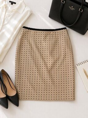 Outback Red Tan Polka Dot Pencil Skirt Size 0 Office